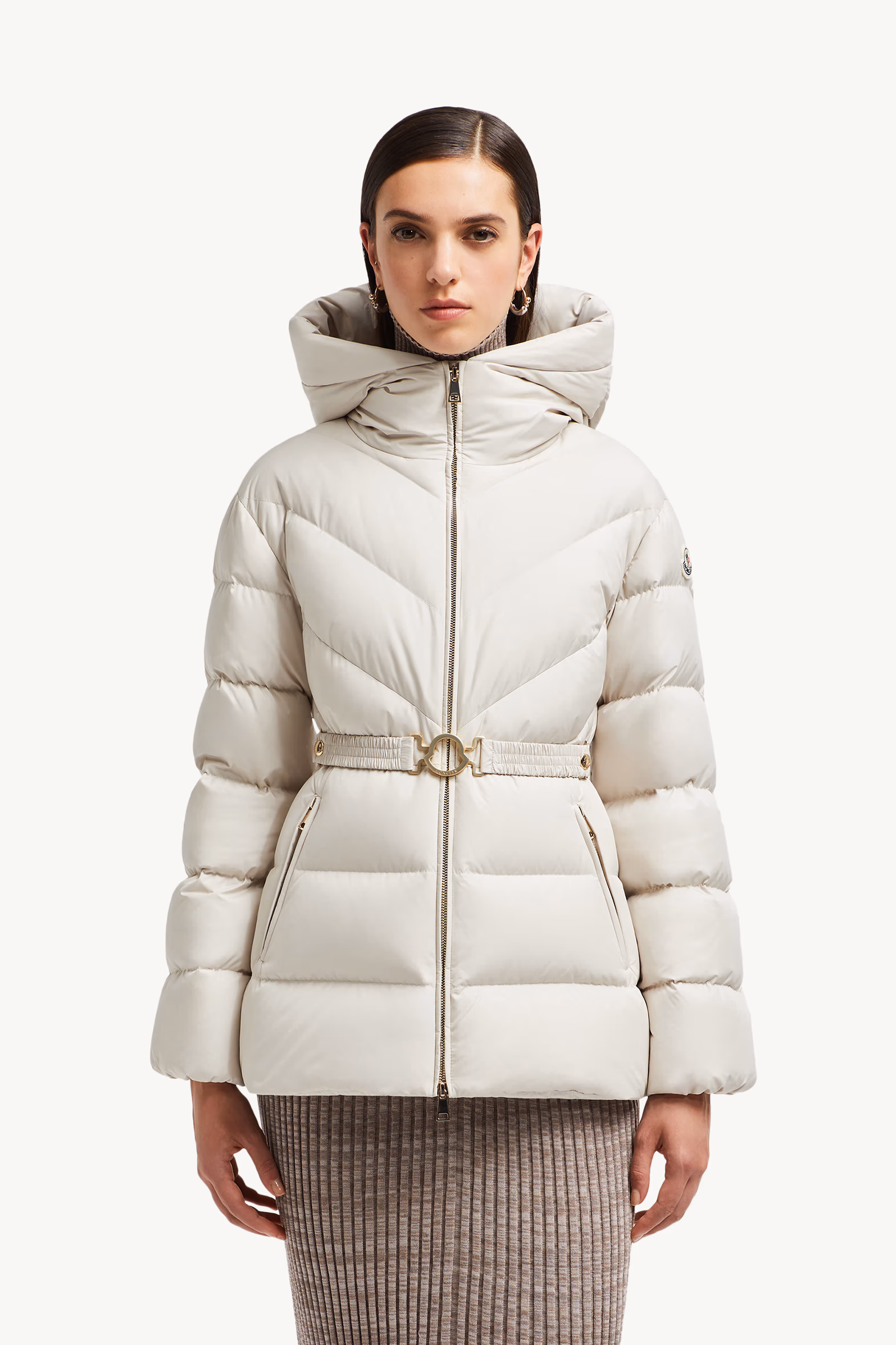 Brosse Diagonal-Quilted Hooded Short Down Jacket White Moncler 3